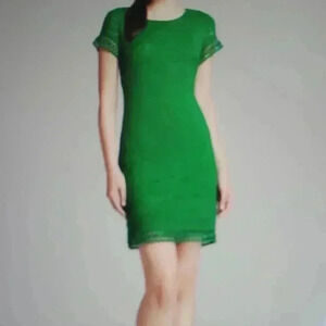 LAUNDRY BY SHELLI SEGAL GREEN LACE DRESS
